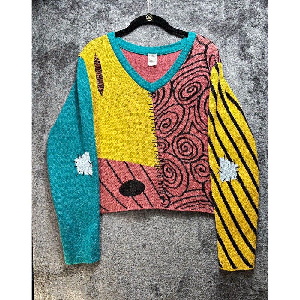 Disney Nightmare Before Christmas Sally Knit V-Neck Pullover Sweater Women’s XL
